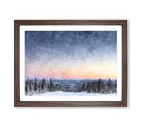 Sunrise In Finland Painting Modern Art Framed Wall Art Print, Ready to Hang Picture for Living Room Bedroom Home Office Décor, Walnut A3 (46 x 34 cm)