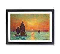 Sunrise in Taiwan by Fujishima Takeji Framed Print | A2 Black Framed Wall Art | Ready to Hang | Modern Landscape Picture | Living Room Bedroom Lounge Office
