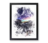 Sunrise In Yosemite Valley California Watercolour Modern Framed Print | A3 Black Framed Wall Art | Ready to Hang | Modern Landscape Picture | Living Room Bedroom Lounge Office