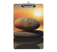 Sunrise Landscape Zen Stone Clipboard, A4 Acrylic Clipboard with Hanging Hole, Ultra-Light Clip Board - Holds 100 Sheets, Shatterproof Document Holder for Office, 12.5" X 8.5"
