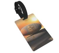 Sunrise Landscape Zen Stone Luggage Tag PVC Travel Bag Tag with Strap ID Card Label for Suitcase Backpack Carry On Baggage Identifier