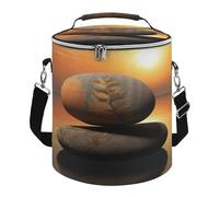 Sunrise Landscape Zen Stone Lunch Bag, 15L Portable Leakproof Picnic Basket with Shoulder Strap, Insulated Picnic Cooler Bag for Camping, Beach, Hiking & Groceries