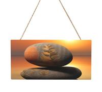 Sunrise Landscape Zen Stone Rectangular MDF Wood Plaque Wall Art with Full Print and Hanging Rope for Home Wall Decor, Farmhouse Sign for Door, Window or Wall (Multiple Sizes)