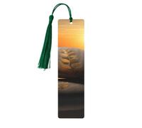 Sunrise Landscape Zen Stone Wooden Bookmark Book Lovers Tassels Crafts Accessories Reading Book Club Party