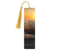 Sunrise Landscape Zen Stone Wooden Bookmark Book Lovers Tassels Crafts Accessories Reading Book Club Party