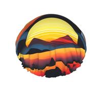 Sunrise Mountain Double layer women's shower cap, reusable, large size design suitable for all hair lengths, suitable for girls, spa and home salon use.