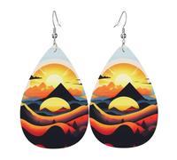 Sunrise Mountain Elegant Dangling Teardrop Earrings for Women, Lightweight Leather Earrings, Versatile Everyday Design