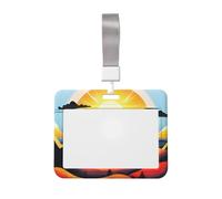 Sunrise Mountain Id Badge Holder with Lanyard-Horizontal Card Protector, Clear Abs Hard Shell for Work Office Events