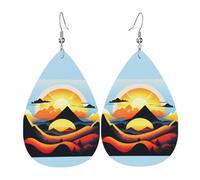 Sunrise Mountain Leather Earring Pairs Teardrop Faux Leather Earrings Set for Women Lightweight Leather Dangle Drop Earrings.
