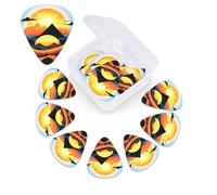 Sunrise Mountain Print Guitar Picks 12 Pack Guitar Plectrums with Storage Box Bass Picks For Acoustic Guitar Bass Electric Ukulele Includes 0.46mm, 0.71mm, 0.96mm