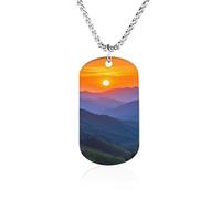 Sunrise Mountains National Park Smoky Memorial Necklaces Titanium Steel Pendant Necklace Fashion Jewelry Gift for Birthday & More