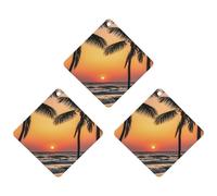 Sunrise of on The Sea Car Air Freshener, 3 Pcs Rhombus Hanging Air Freshener Cards, Long Lasting Fragrance Scented Cards for Car, Home, Office Black-style