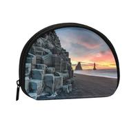 Sunrise On Beach Print Portable Mini Storage Bag Shell Shaped Wallet Small Coin Wallet Shell Storage Bag
