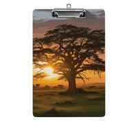 Sunrise on Big Tree Clipboard, A4 Acrylic Clipboard with Hanging Hole, Ultra-Light Clip Board - Holds 100 Sheets, Shatterproof Document Holder for Office, 12.5" X 8.5"