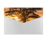Sunrise on Big Tree File Folder 6-Pocket, Waterproof Accordion File Organizer with Snap Closure, Expanding Document Holder for Office, Home