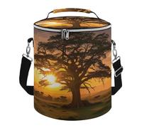 Sunrise on Big Tree Lunch Bag, 15L Portable Leakproof Picnic Basket with Shoulder Strap, Insulated Picnic Cooler Bag for Camping, Beach, Hiking & Groceries