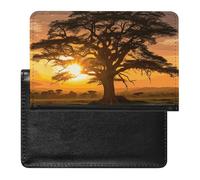 Sunrise on Big Tree Passport Holder with 3 Card Slots, Portable PU Leather Travel Wallet, Slim Protective Cover for Passport, ID, Credit Cards