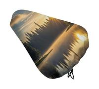 Sunrise on The Lake Bike Seat Cover for Men Women Water Repellent Exercise Bike Seat Cushion Adjustable Bicycle Seat for Outdoor Biking