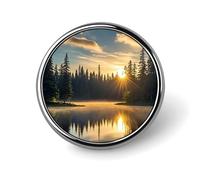 Sunrise on The Lake Round Badge Cute Enamel Lapel Pin Brooches Button Pin Personalized Clothing Decoration Unisex Badge Holder Hats Bags Shirts Decor
