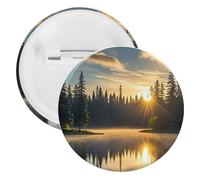 Sunrise on The Lake Tinplate Badge Personalized Round Brooch Large Craft Button Suitable for Teachers, Nurses, Doctors, Staff, Party Gift Accessories, 20PCS, Plastic, plastics