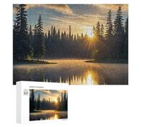 Sunrise on The Lake Wooden Puzzles for Adults 300 PCS Unique Shape Puzzles Wall Art Home Decor for Puzzle Lovers, Family, Friend Creative Gift Toys