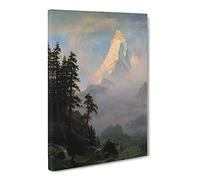 Sunrise On The Matterhorn By Albert Bierstadt Canvas Print | Gallery Wrapped 30mm Frame Wall Art | 20x14 inches | Ready to Hang | Classic Landscape Picture | Living Room Bedroom Lounge Office