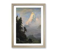Sunrise On The Matterhorn By Albert Bierstadt Classic Painting Framed Print | A4 Oak Framed Wall Art | Ready to Hang | Classic Landscape Picture | Living Room Bedroom Lounge Office