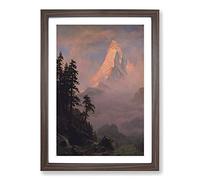 Sunrise On The Matterhorn by Albert Bierstadt Framed Print | A2 Walnut Framed Wall Art | Ready to Hang | Modern Landscape Picture | Living Room Bedroom Lounge Office