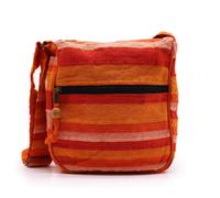 Sunrise Orange Nepal Sling Bag With Adjustable Strap & Multiple Compartments