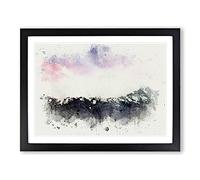 Sunrise Over Aoraki Mount Cook In Abstract Modern Art Framed Print | A3 Black Framed Wall Art | Ready to Hang | Abstract Landscape Picture | Living Room Bedroom Lounge Office