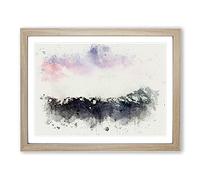 Sunrise Over Aoraki Mount Cook In Abstract Modern Art Framed Print | A4 Oak Framed Wall Art | Ready to Hang | Abstract Landscape Picture | Living Room Bedroom Lounge Office