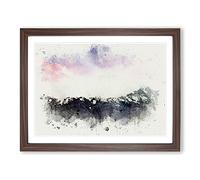Sunrise Over Aoraki Mount Cook In Abstract Modern Art Framed Print | A4 Walnut Framed Wall Art | Ready to Hang | Abstract Landscape Picture | Living Room Bedroom Lounge Office