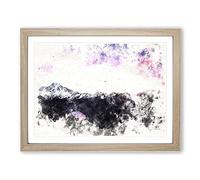 Sunrise Over Aoraki Mount Cook Watercolour Modern Framed Print | A4 Oak Framed Wall Art | Ready to Hang | Modern Landscape Picture | Living Room Bedroom Lounge Office