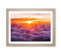 Sunrise Over Bali Painting Modern Art Framed Print | A2 Oak Framed Wall Art | Ready to Hang | Modern Landscape Picture | Living Room Bedroom Lounge Office