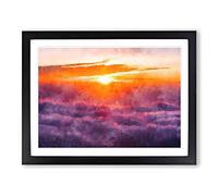 Sunrise Over Bali Painting Modern Art Framed Print | A4 Black Framed Wall Art | Ready to Hang | Modern Landscape Picture | Living Room Bedroom Lounge Office