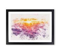 Sunrise Over Bali Watercolour Framed Print | A2 Black Framed Wall Art | Ready to Hang | Modern Landscape Picture | Living Room Bedroom Lounge Office
