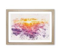 Sunrise Over Bali Watercolour Framed Print | A2 Oak Framed Wall Art | Ready to Hang | Modern Landscape Picture | Living Room Bedroom Lounge Office