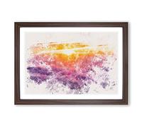 Sunrise Over Bali Watercolour Framed Print | A2 Walnut Framed Wall Art | Ready to Hang | Modern Landscape Picture | Living Room Bedroom Lounge Office