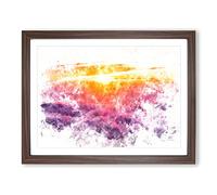 Sunrise Over Bali Watercolour Modern Framed Print | A2 Walnut Framed Wall Art | Ready to Hang | Modern Landscape Picture | Living Room Bedroom Lounge Office