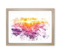 Sunrise Over Bali Watercolour Modern Framed Print | A3 Oak Framed Wall Art | Ready to Hang | Modern Landscape Picture | Living Room Bedroom Lounge Office