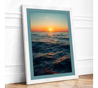 Sunrise Over Calm Waters Coastal Framed Wall Art Print A1 (84.1×59.4cm) White, Wall Decor for Living Room, Bedroom, Office & Home, Ready to Hang, Art Gift