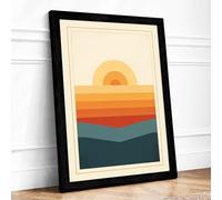 Sunrise Over Calm Waters Minimalist Framed Wall Art Print A4 (29.7×21cm) Black, Wall Decor for Living Room, Bedroom, Office & Home, Ready to Hang, Art Gift