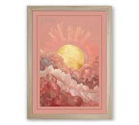 Sunrise Over Clouds Minimalist Framed Wall Art Print A2 (59.4×42cm) Oak, Wall Decor for Living Room, Bedroom, Office & Home, Ready to Hang, Art Gift