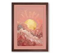 Sunrise Over Clouds Minimalist Framed Wall Art Print A2 (59.4×42cm) Walnut, Wall Decor for Living Room, Bedroom, Office & Home, Ready to Hang, Art Gift