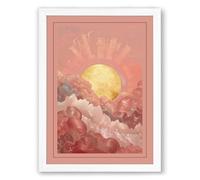Sunrise Over Clouds Minimalist Framed Wall Art Print A4 (29.7×21cm) White, Wall Decor for Living Room, Bedroom, Office & Home, Ready to Hang, Art Gift