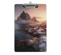 Sunrise Over Hamnoy Clipboard, A4 Acrylic Clipboard with Hanging Hole, Ultra-Light Clip Board - Holds 100 Sheets, Shatterproof Document Holder for Office, 12.5" X 8.5"
