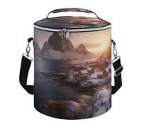 Sunrise Over Hamnoy Lunch Bag, 15L Portable Leakproof Picnic Basket with Shoulder Strap, Insulated Picnic Cooler Bag for Camping, Beach, Hiking & Groceries