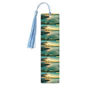 Sunrise Over Hanauma Bay Oahu Hawaii Print 5pcs Wooden Bookmark for Men Women, Bookmarks with Tassel, Bookmarks Gifts for Book Lovers