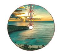 Sunrise Over Hanauma Bay Oahu Hawaii Print Christmas Tree Skirt,New Year Winter Christmas Tree Decoration,Suitable For Family Parties