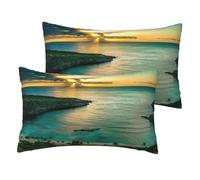 Sunrise Over Hanauma Bay Oahu Hawaii Print Pillow Case 30x50cm, Set Of 2, Linen Throw Cushion Covers, Decorative Throw Pillow Covers